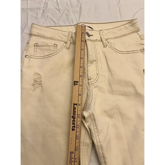 Art Class Baggy Jeans Mens 16 Off White Distressed Frayed Hem Relaxed Fit 90s - Picture 3 of 8